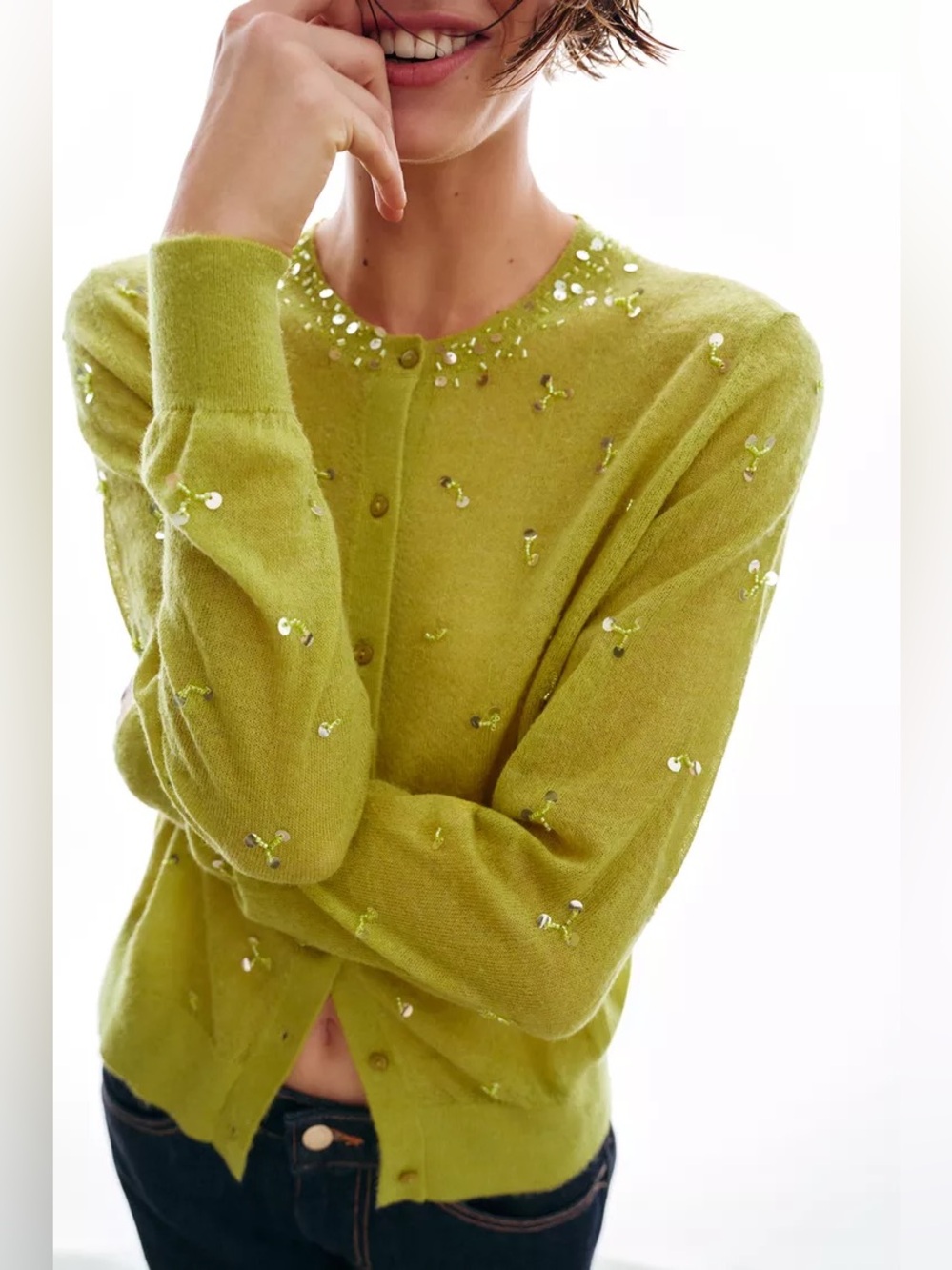 ZARA SEQUIN KNIT CARDIGAN - Picture 5 of 11